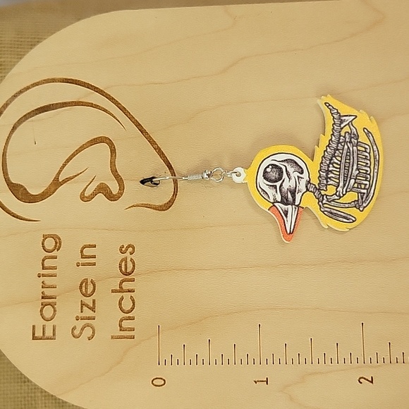 🔥LAST PAIR🔥 Rubber Duck Skeleton Drop Earrings - Picture 4 of 5